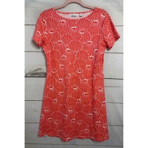 Lemon Way Womens Red White Seashell Print Pima Cotton T-Shirt Dress Size XSP